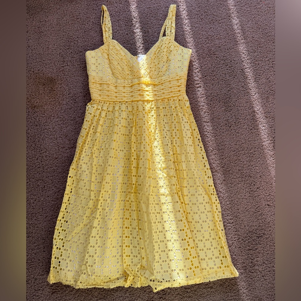 Shoshanna Yellow Eyelet Mini Dress